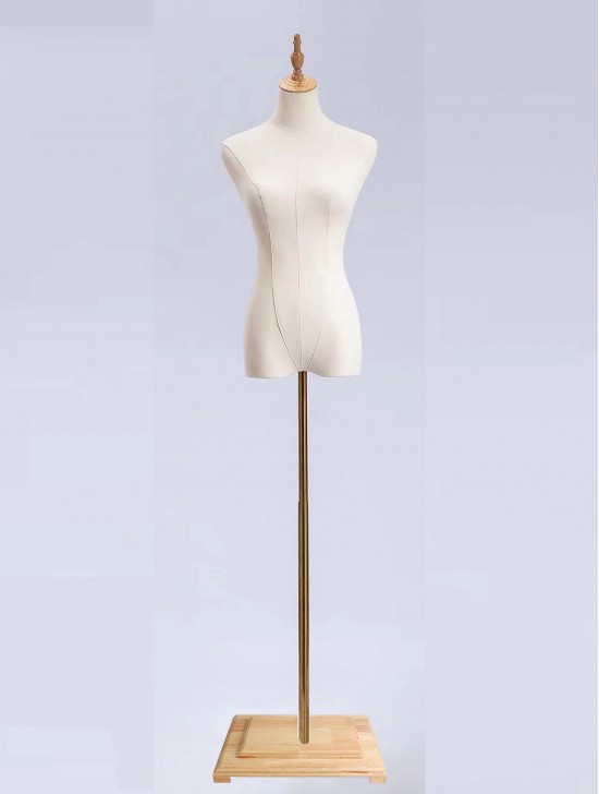 Wooden Mannequin Bust Display W/ Wooden Base (Adjustable)